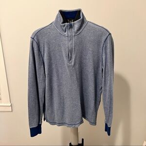 Michael Kors Quarter-Zip Pullover Jacket Blue & Dark Blue Trim Medium Men Cozy